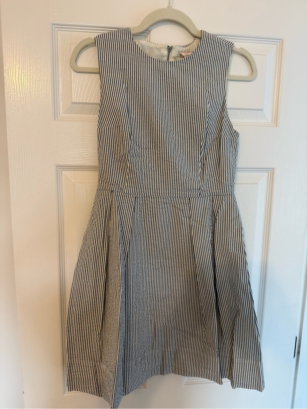 GAP Striped Sleeveless Fit-and-Flare Dress - Blue & White